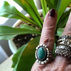 Green Turquoise Ring. Sterling silver setting.